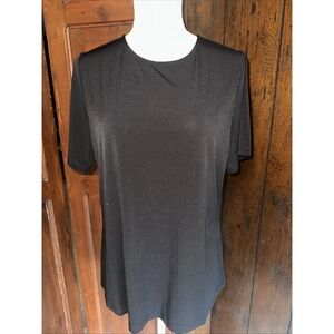 Womens Susan Graver Essentials Top Blouse Size Medium Black EUC